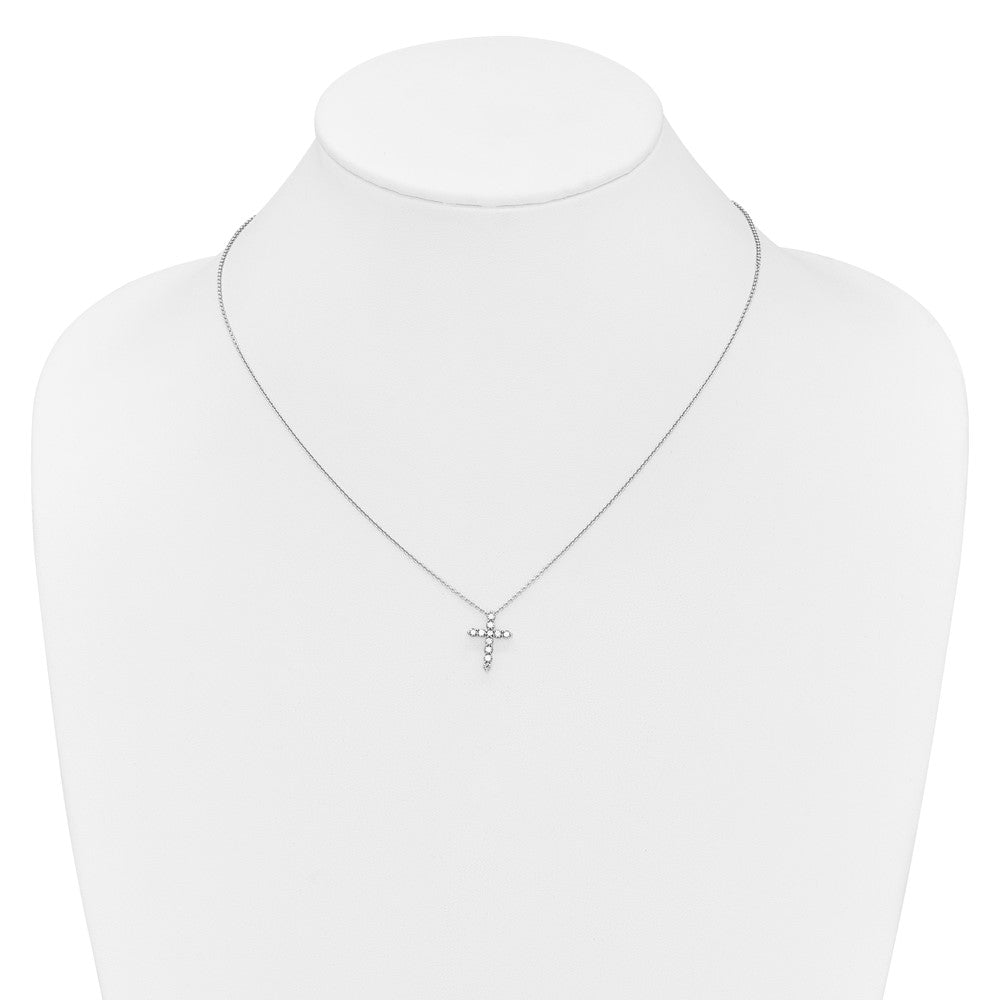 14k Gold Polished Diamond Cross Pendant Necklace 18"