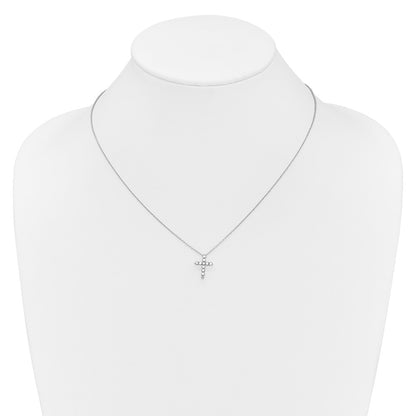 14k Gold Polished Diamond Cross Pendant Necklace 18"