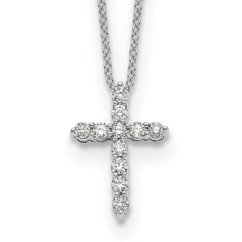 14k Gold Polished Diamond Cross Pendant Necklace 18"