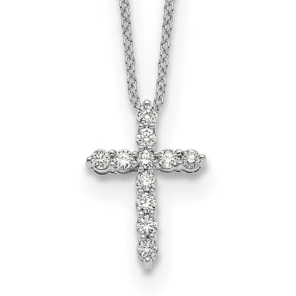 14k Gold Polished Diamond Cross Pendant Necklace 18"