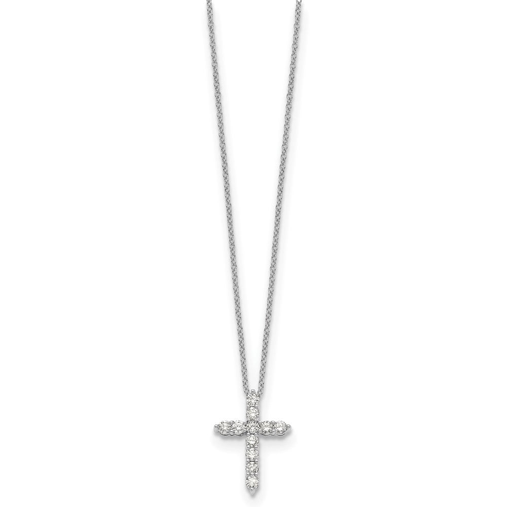 14k Gold Polished Diamond Cross Pendant Necklace 18"