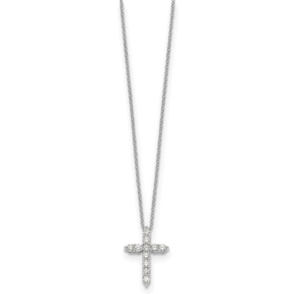 14k Gold Polished Diamond Cross Pendant Necklace 18"