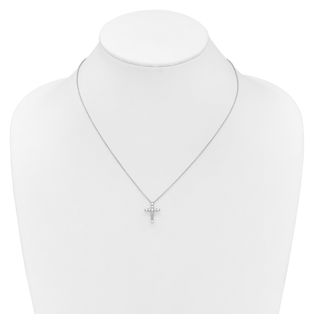 14k Gold Polished Diamond Cross Pendant Necklace 18"