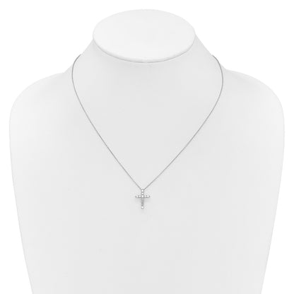 14k Gold Polished Diamond Cross Pendant Necklace 18"