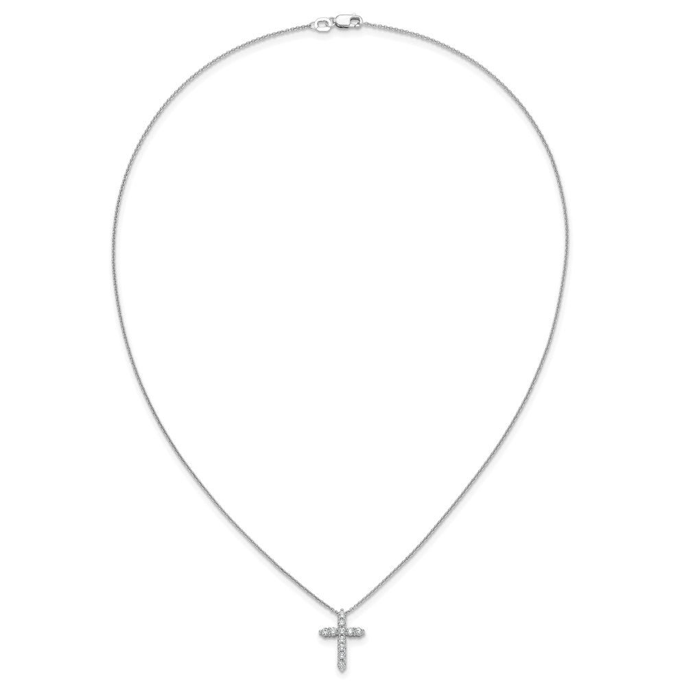 14k Gold Polished Diamond Cross Pendant Necklace 18"