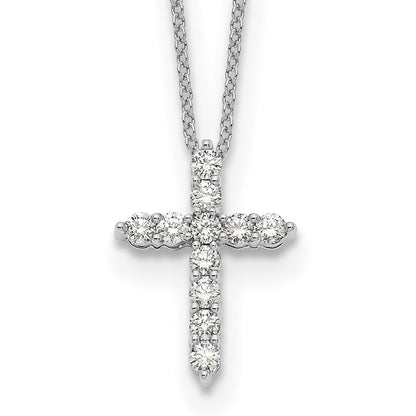 14k Gold Polished Diamond Cross Pendant Necklace 18"