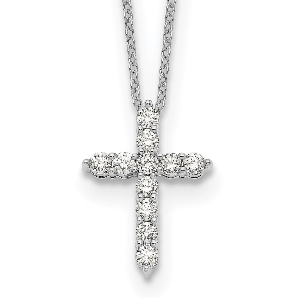 14k Gold Polished Diamond Cross Pendant Necklace 18"