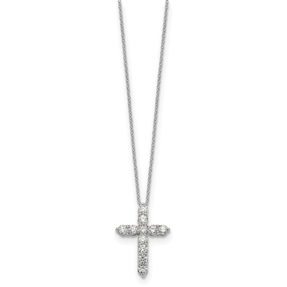 14k Gold Polished Diamond Cross Pendant Necklace 18"