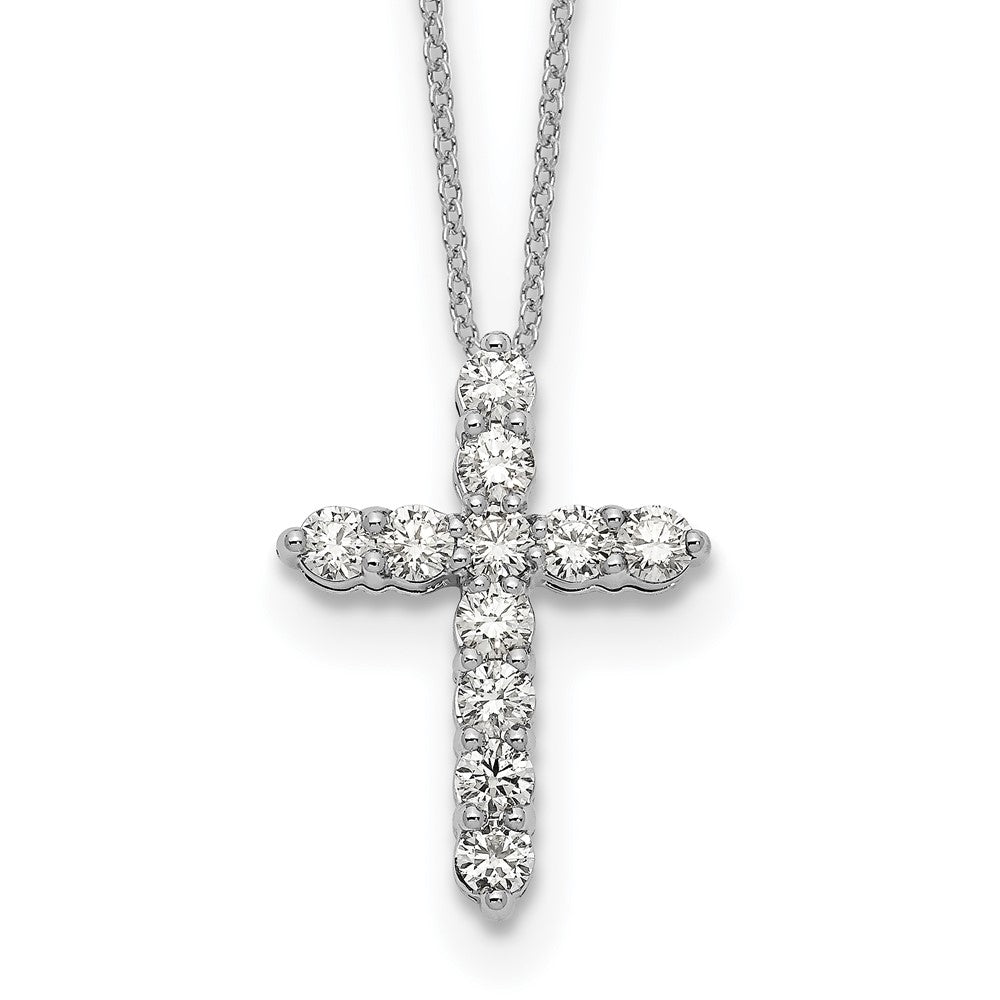 14k Gold Polished Diamond Cross Pendant Necklace 18"