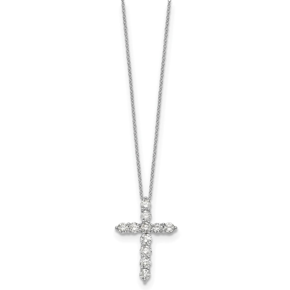 14k Gold Polished Diamond Cross Pendant Necklace 18"