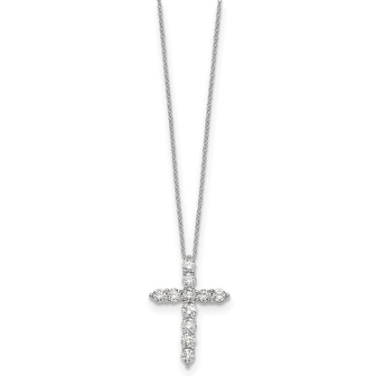 14k Gold Polished Diamond Cross Pendant Necklace 18"