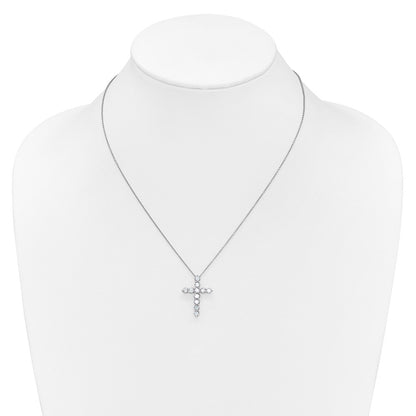 14k Gold Polished Diamond Cross Pendant Necklace 18"