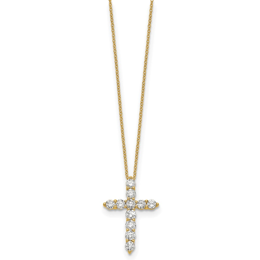 14k Gold Polished Diamond Cross Pendant Necklace 18"