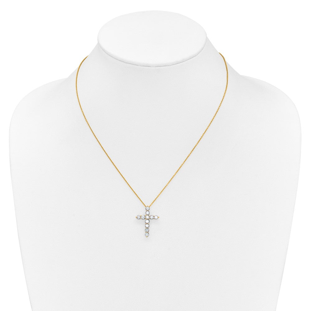 14k Gold Polished Diamond Cross Pendant Necklace 18"