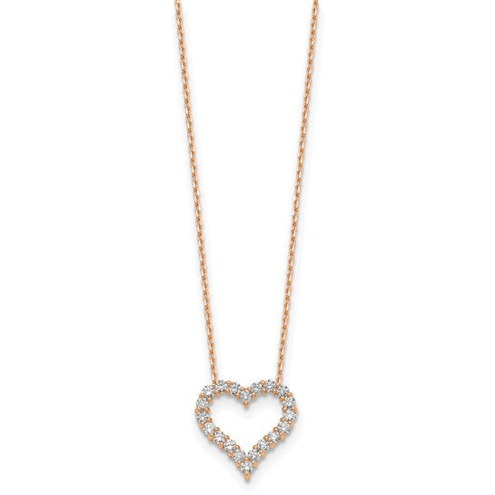 Lab Grown Diamond Heart Pendant Necklace in 14k Gold 18"