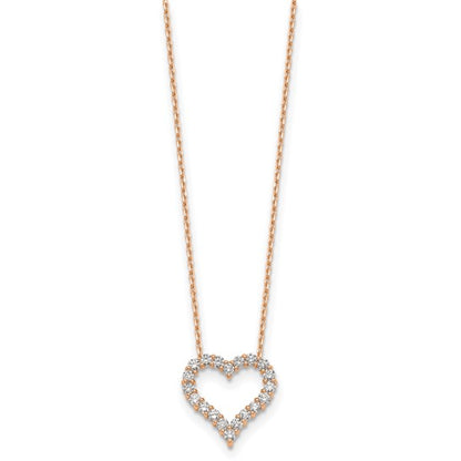 Lab Grown Diamond Heart Pendant Necklace in 14k Gold 18"