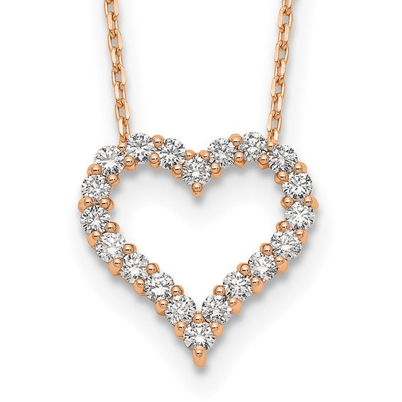 Lab Grown Diamond Heart Pendant Necklace in 14k Gold 18"