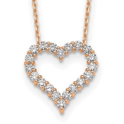 Lab Grown Diamond Heart Pendant Necklace in 14k Gold 18"
