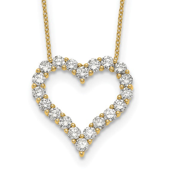 Lab Grown Diamond Heart Pendant Necklace in 14k Gold 18"
