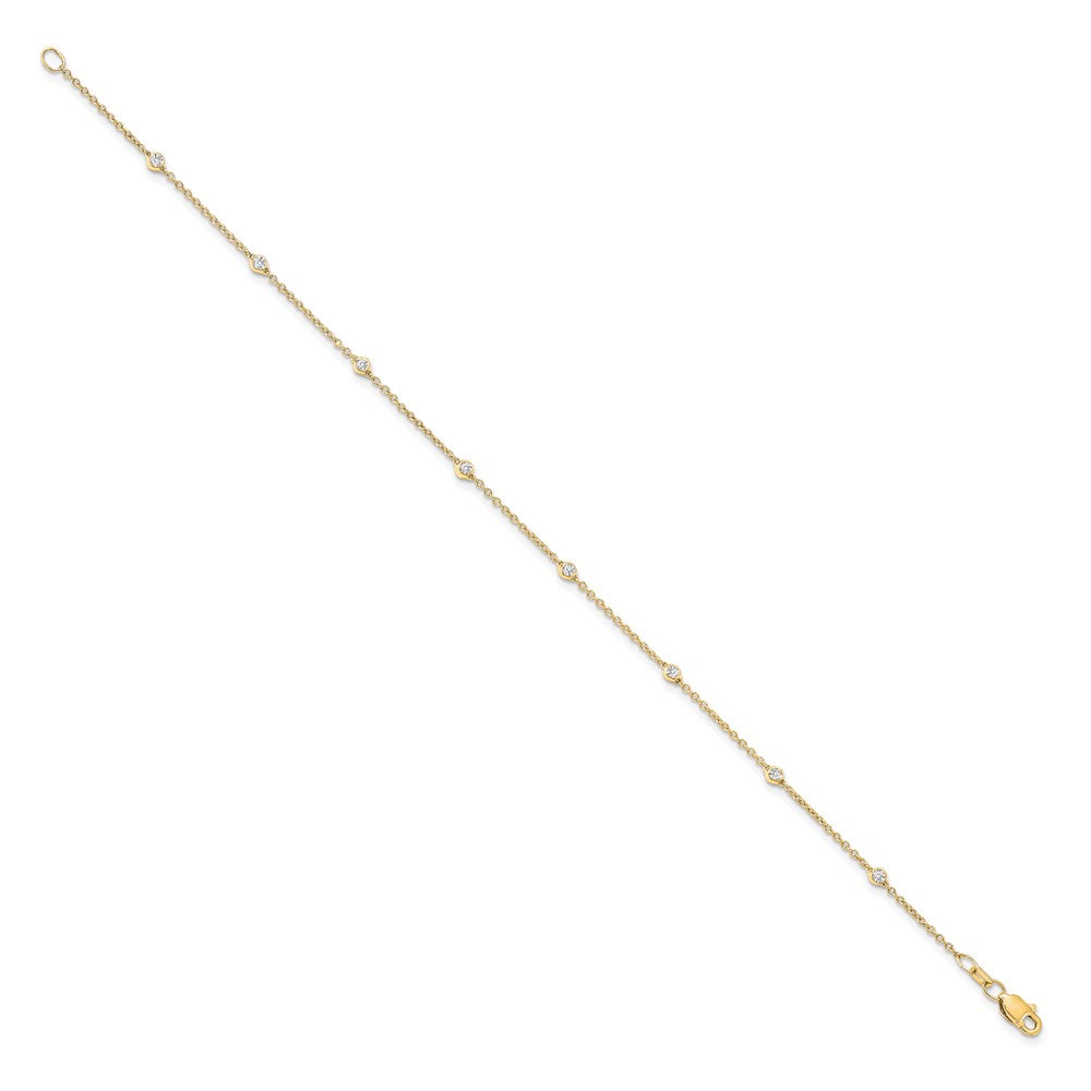 14k Yellow Gold Lab Grown Diamond 7 Station Bracelet ( 0.15 Ct To 0.21 Ct ) Color- DE, Clarity- VS