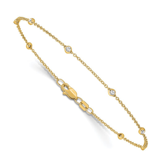 14k Yellow Gold Lab Grown Diamond 7 Station Bracelet ( 0.15 Ct To 0.21 Ct ) Color- DE, Clarity- VS