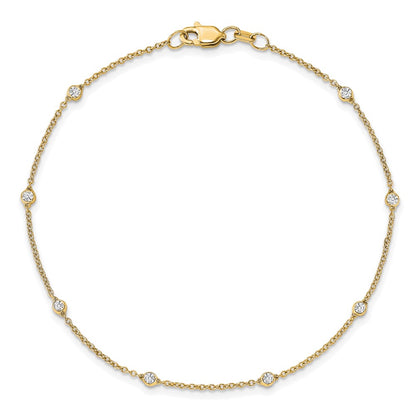 14k Yellow Gold Lab Grown Diamond 7 Station Bracelet ( 0.15 Ct To 0.21 Ct ) Color- DE, Clarity- VS