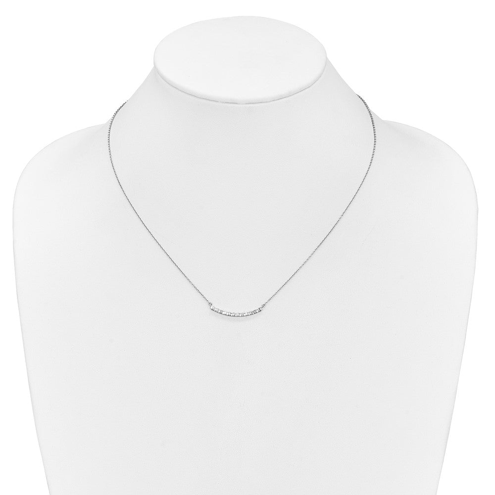 14k White Gold 1/4 carat Diamond Curved Bar Necklace