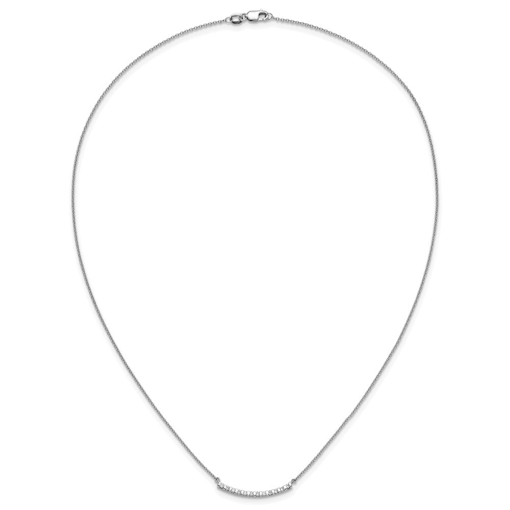 14k White Gold 1/4 carat Diamond Curved Bar Necklace