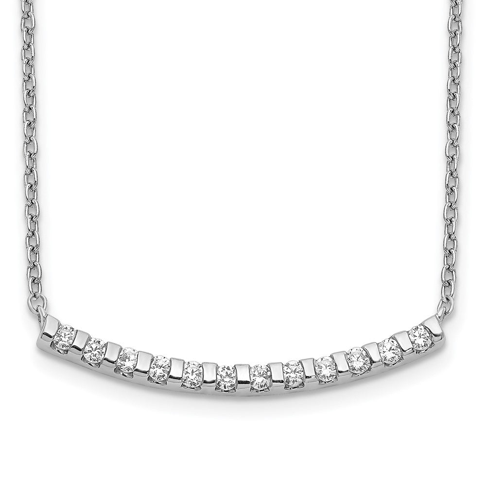 14k White Gold 1/4 carat Diamond Curved Bar Necklace