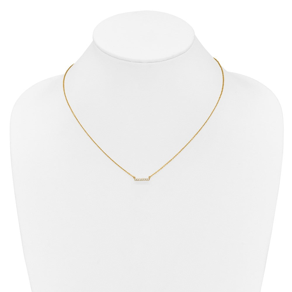 14k Yellow Gold Polished 1/10 carat Diamond Bar Necklace 18"