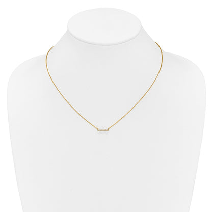 14k Yellow Gold Polished 1/10 carat Diamond Bar Necklace 18"
