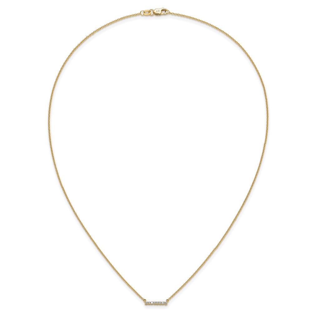 14k Yellow Gold Polished 1/10 carat Diamond Bar Necklace 18"