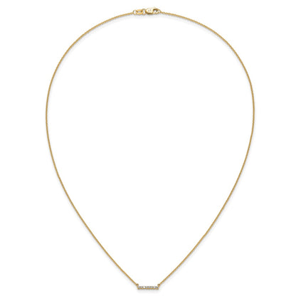 14k Yellow Gold Polished 1/10 carat Diamond Bar Necklace 18"