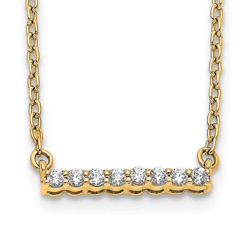 14k Yellow Gold Polished 1/10 carat Diamond Bar Necklace 18"
