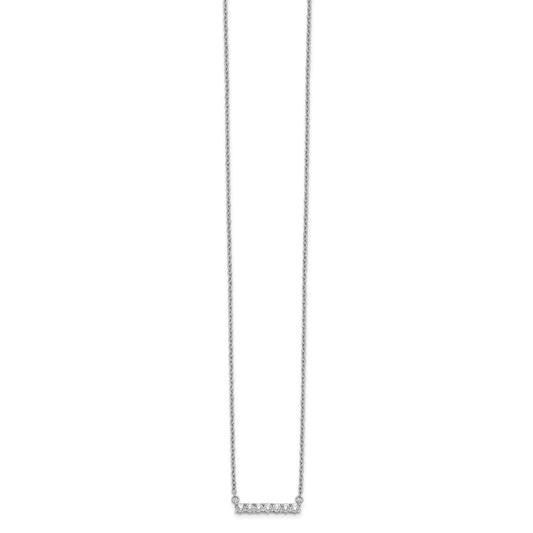14k White Gold 1/4 carat Diamond Bar Necklace 18"