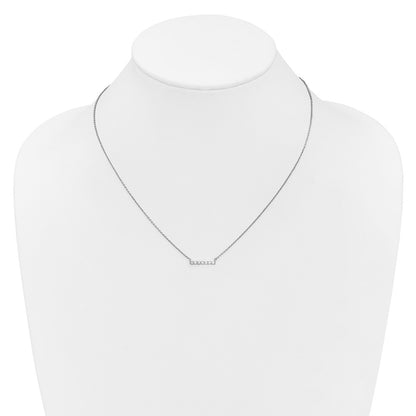 14k White Gold 1/4 carat Diamond Bar Necklace 18"