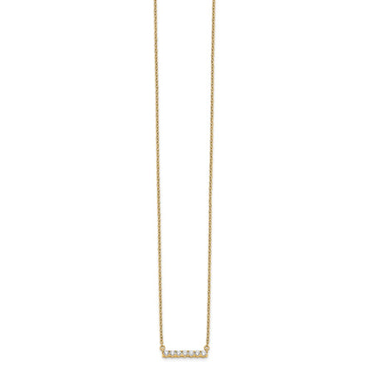 14k Yellow Gold Polished 1/4 carat Diamond Bar Necklace 18"