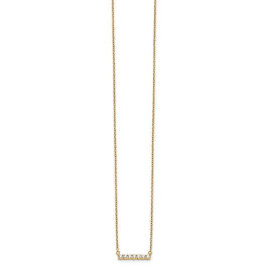 14k Yellow Gold Polished 1/4 carat Diamond Bar Necklace 18"