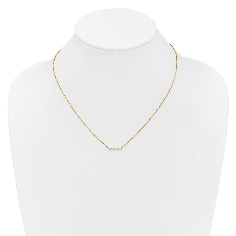 14k Yellow Gold Polished 1/4 carat Diamond Bar Necklace 18"