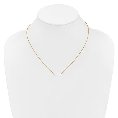14k Yellow Gold Polished 1/4 carat Diamond Bar Necklace 18"