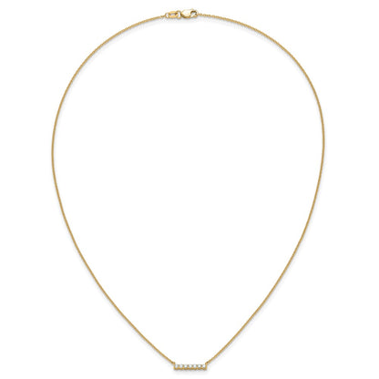 14k Yellow Gold Polished 1/4 carat Diamond Bar Necklace 18"