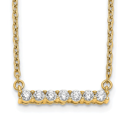 14k Yellow Gold Polished 1/4 carat Diamond Bar Necklace 18"