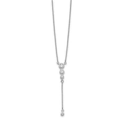 14k White Gold 1/4 carat Diamond Graduated 3-stone with Dangle Y-Necklace