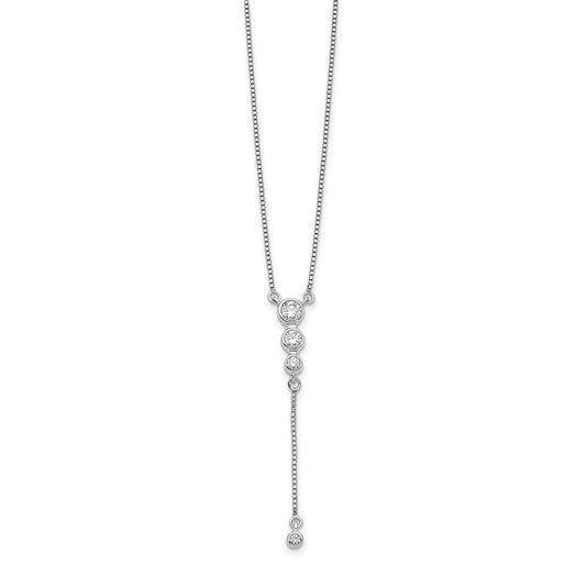 14k White Gold 1/4 carat Diamond Graduated 3-stone with Dangle Y-Necklace