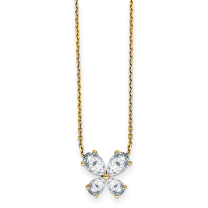 14K Gold Butterfly Pendant 1/2 Ct Moissanite Pendant Necklace 18"