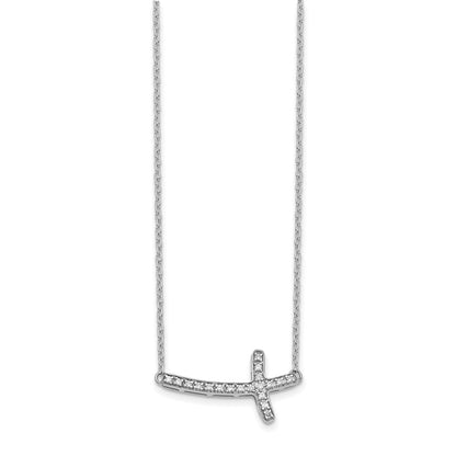 10k Gold Diamond Sideways Cross Necklace 18"