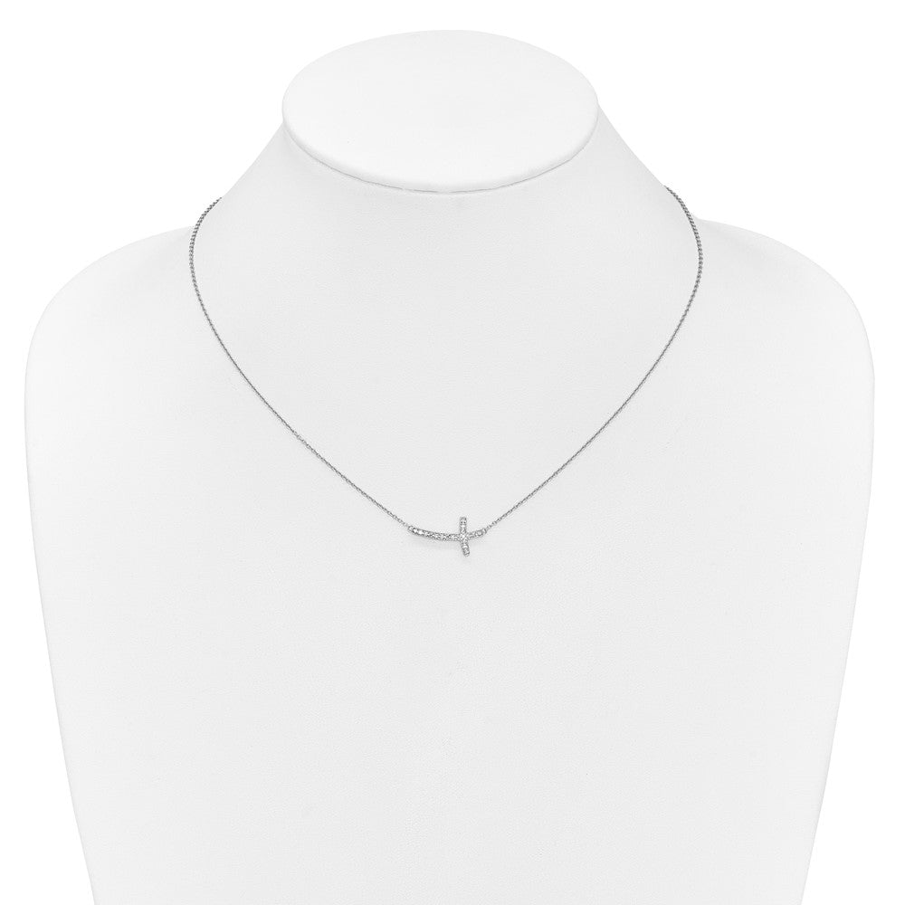 10k Gold Diamond Sideways Cross Necklace 18"