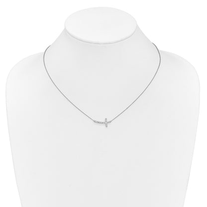 10k Gold Diamond Sideways Cross Necklace 18"