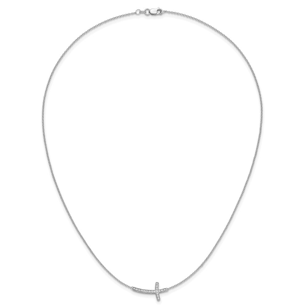 10k Gold Diamond Sideways Cross Necklace 18"
