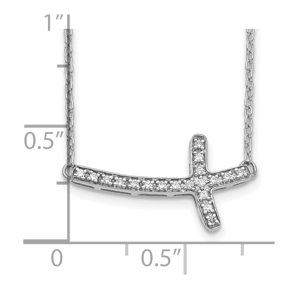 10k Gold Diamond Sideways Cross Necklace 18"
